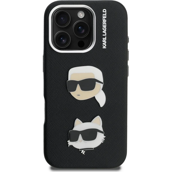 Karl Lagerfeld Grained PU K&CH Heads kryt iPhone 16 Pro černý - Pouzdra - Obrázek c77601712a1f44a99d6710003d9a1aab