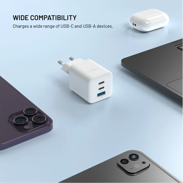 FIXED Mini GaN nabíječka s 2x USB-C/USB-A a podporou PD, 65W, bílá - Nabíječky - Obrázek c79ec1afc15c48eebf6f60845277b44a