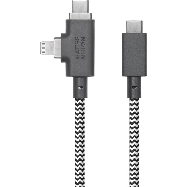 Native Union Belt Cable Duo Pro USB-C/USB-C/Lightning kabel 2,4m, 240W zebra