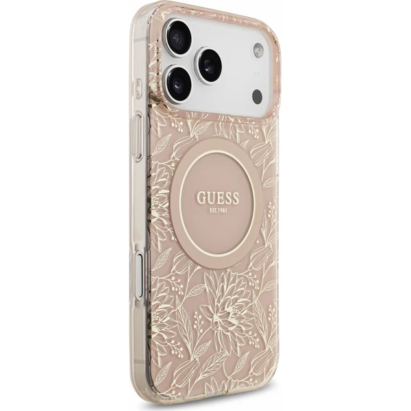 Guess IML Flowers Allover Strap MagSafe kryt iPhone 18 Pro Max růžový - Pouzdra - Obrázek c822fc32e51e412aa169547bf30cab95