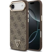 Guess PU Leather 4G Triangle Logo Gold Frame MagSafe kryt iPhone Air hnědý - Pouzdra