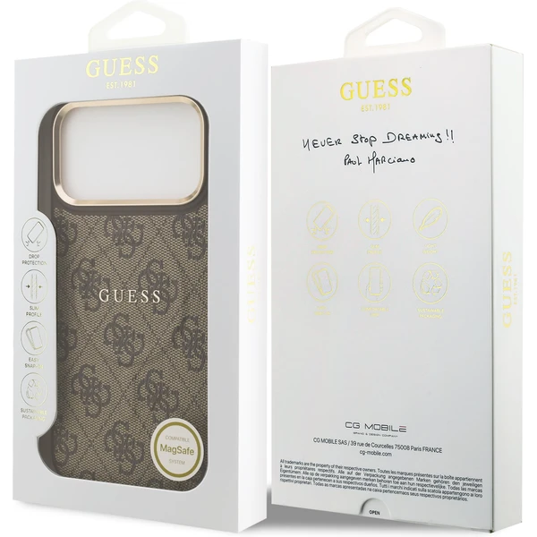 Guess PU Leather 4G Gold Frame MagSafe kryt iPhone 17 Pro Max hnědý - Pouzdra - Obrázek c887e8a98d404122a82b07184dd68274