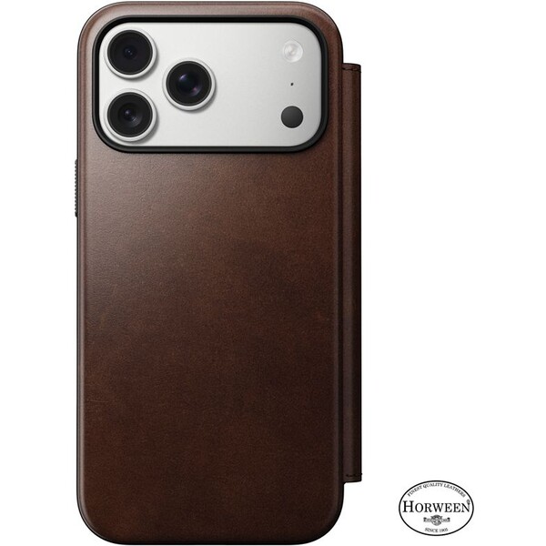 Nomad Modern Leather Folio (Horween) MagSafe kožené pouzdro iPhone 17 Pro Max Rustic Brown