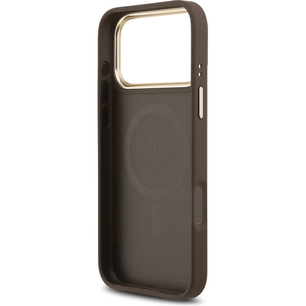 Guess PU Leather 4G Gold Frame MagSafe kryt iPhone 17 Pro Max hnědý - Pouzdra - Obrázek c91145ba3c2c4fbaae814fe5d6706da6