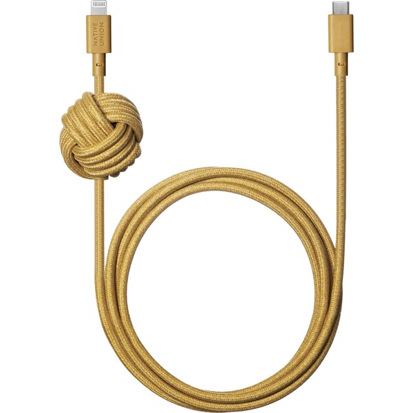 Native Union Night Cable USB-C/Lightning kabel 3m, 20W horčicový