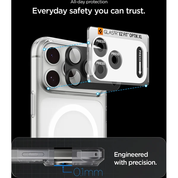 Spigen Glass tR EZ Fit Optik Pro XL 1 Pack sklo na fotoaparát iPhone 18 Pro tmavě šedé - Ochranné folie a skla - Obrázek c99a5e5e7213488891bebc475824bcc7