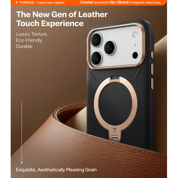Torras Ostand Q3 VegSkin MagSafe kryt iPhone 17 Pro Max obsidian black - Pouzdra - Obrázek c9ecae29e05b4814819d5ed9214f9e87