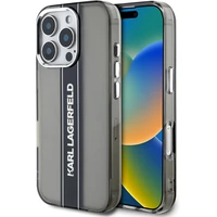 Karl Lagerfeld IML Stripe Logo kryt iPhone 16 Pro Max černý - Pouzdra