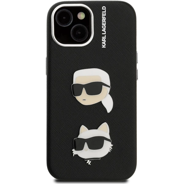 Karl Lagerfeld Grained PU K&CH Heads kryt iPhone 15 černý - Pouzdra - Obrázek ca77b850476c4b37b2ea2a44b09cbfbc