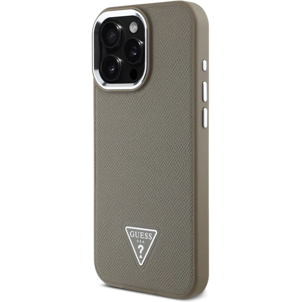 Guess PU Grained Triangle Logo kryt pro iPhone 16 Pro Max hnědý - Pouzdra - Obrázek cacd700e0e2c46259366be7f781ec333