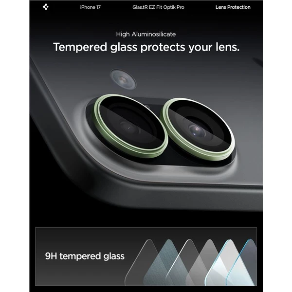 Spigen Glass tR EZ Fit Optik Pro skla iPhone 17 green (2 ks) - Ochranné folie a skla - Obrázek cade4c671609471eb4913ab07cca7137
