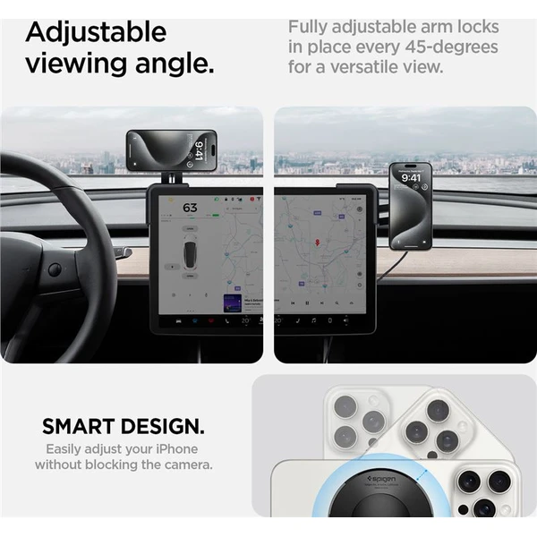 Spigen Tesla TapLock MagSafe Car Mount Charger Qi2 držák s nabíjením černý - Držáky - Obrázek cae0a9b1a91643f1b915177cdd022360
