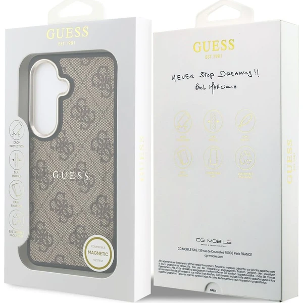 Guess PU Leather 4G Gold Frame Magnetic kryt Samsung Galaxy S26 hnědý - Pouzdra - Obrázek caeb53612276449abaddd9e615606282