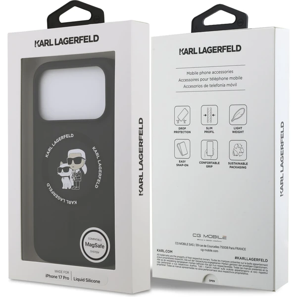 Karl Lagerfeld Liquid Silicone Karl and Choupette MagSafe kryt iPhone 17 Pro černý - Pouzdra - Obrázek caf27f2772b040058ec91a54d59b9ffb