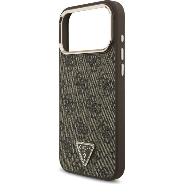 Guess PU Leather 4G Strass Triangle Logo Gold Frame MagSafe kryt iPhone 18 Pro Max hnědý - Pouzdra - Obrázek cb07c7db5696455db8d91c4d4fa5a247