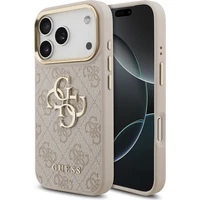 Guess PU Leather 4G Metal Logo Gold Frame kryt iPhone 18 Pro růžový - Pouzdra