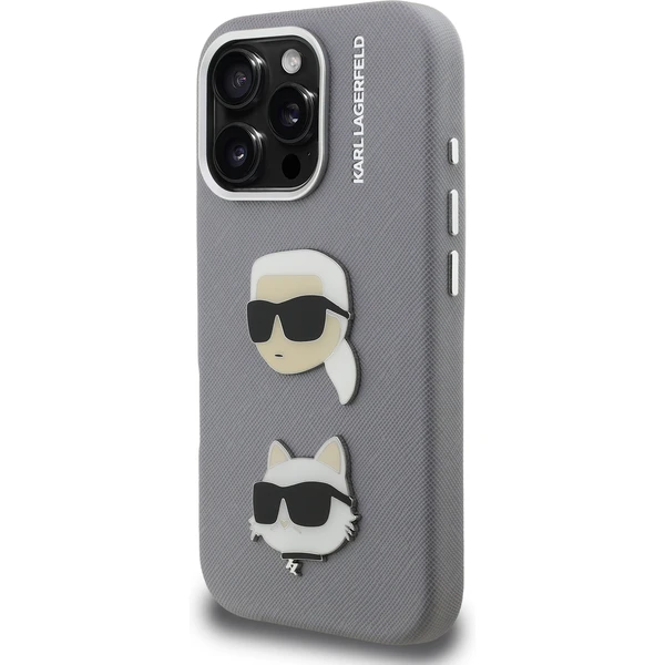 Karl Lagerfeld Grained PU K&CH Heads kryt iPhone 16 Pro Max šedý - Pouzdra - Obrázek cb79eed65d954ded899aa28ce2975ed0