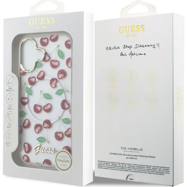 Guess IML Glitter Cherry MagSafe kryt iPhone 17 - Pouzdra - Obrázek cb810548aabc404bbe179131765e90ab