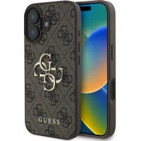 Guess PU 4G Metal Logo kryt pro iPhone 16 hnědý - Pouzdra
