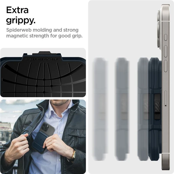 Spigen Lock Fit MagSafe Wallet peněženka tmavě modrá - Peněženky - Obrázek cbc29cb779f24804a4bbb8cc7a9bb8b2