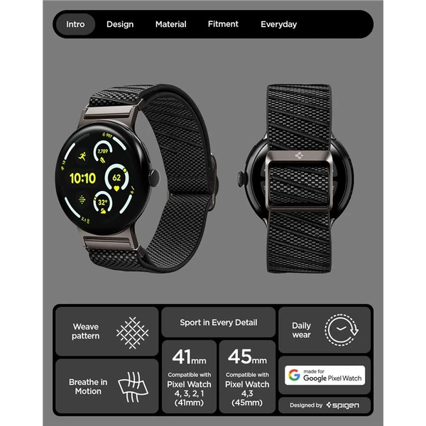 Spigen Lite Fit X Band řemínek Google Pixel Watch 4/3/2/1 (41mm) černý - Řemínky - Obrázek cbc5c86047fa4f68b276e1da9f8573ad