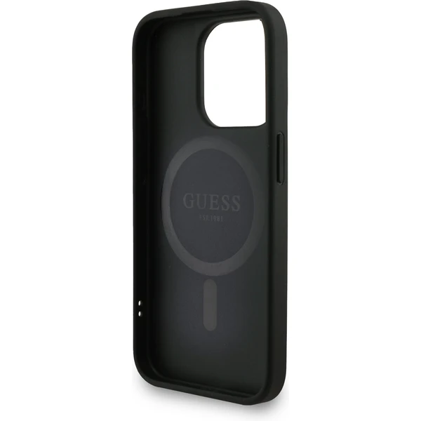 Guess PU Leather 4G Colored Ring Strap MagSafe kryt iPhone 15 Pro černý - Pouzdra - Obrázek cbdc96fc816b41829172273354d1b544