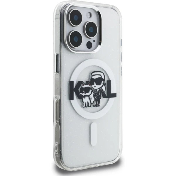 Karl Lagerfeld IML Glitter Karl and Choupette Sketch MagSafe kryt iPhone 16 Pro čirý - Pouzdra - Obrázek cbe2bc88239942f2a685031170487429