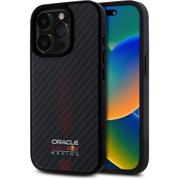 Oracle Red Bull Racing Carbon Powerbar MagSafe kryt iPhone 15 Pro Max černý