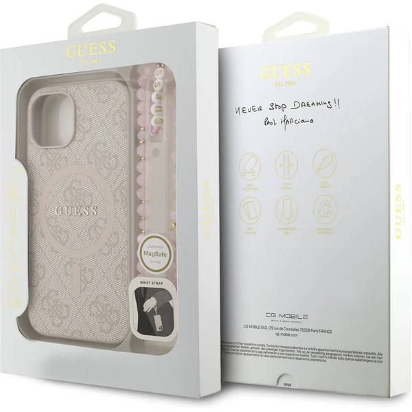 Guess PU Leather 4G Colored Ring Strap MagSafe kryt iPhone 13 růžový - Pouzdra - Obrázek cc06bb3fc727459091a9219a000a7da2