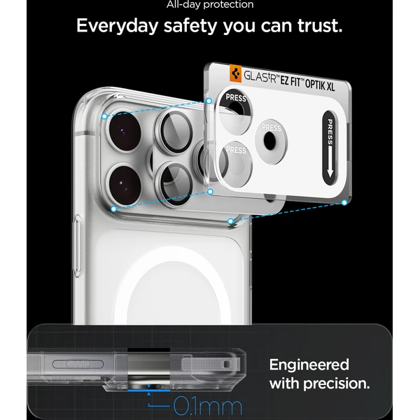 Spigen Glass tR EZ Fit Optik Pro XL 1 Pack sklo na fotoaparát iPhone 18 Pro Max stříbrné - Ochranné folie a skla - Obrázek cc0d5d70f320419693427a3b1ebda43d