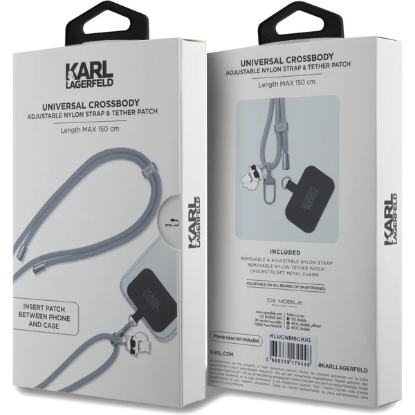 Karl Lagerfeld Universal Crossbody popruh Cord and Choupette Pins šedý - Popruhy a crossbody - Obrázek cc4f237ce35e492591af316a1d478f03