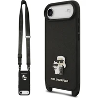 Karl Lagerfeld Saffiano Crossbody Popruh Metal Karl and Choupette kryt iPhone Air černý - Pouzdra