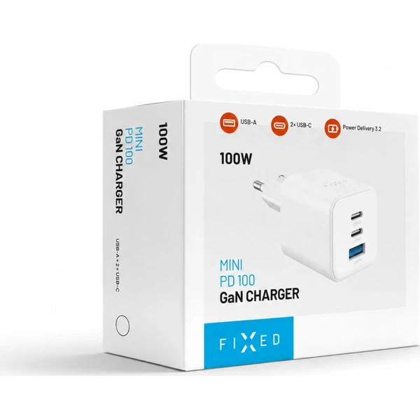 FIXED Mini GaN nabíječka s 2x USB-C a USB-A, PD, 100W, bílá - Nabíječky - Obrázek cd3ae9ddb5444a8595bc18037d585159