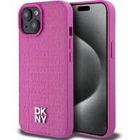 DKNY PU Leather Repeat Pattern Stack Logo Magsafe kryt iPhone 15 růžový - Pouzdra