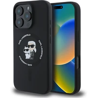 Karl Lagerfeld Liquid Silicone Karl and Choupette MagSafe kryt iPhone 16 Pro černý - Pouzdra