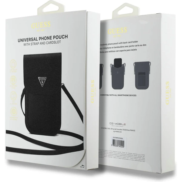 Guess PU Grained Triangle Logo taška na telefon černá - Pouzdra - Obrázek cd9fabb9a2e6464299534fa831df7a89