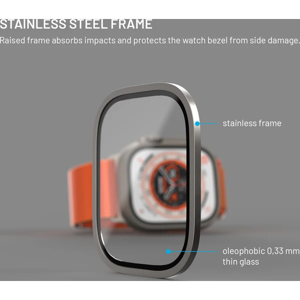 FIXED Armor tvrzené sklo s ocelovým rámečkem pro Apple Watch Ultra 49mm, titanové - Ochranné folie a skla - Obrázek cdc2858c398b4af08b0c170eea5da47d