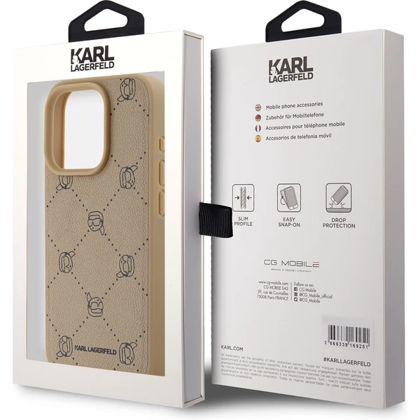 Karl Lagerfeld PU Karl Heads Pattern Magsafe zadní kryt pro iPhone 15 Pro béžový - Pouzdra - Obrázek cde54945e30f440fbcdbae5af07b02dc