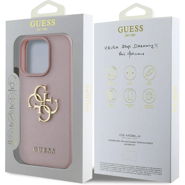 Guess PU Grained 4G Metal Logo kryt iPhone 16 Pro růžový - Pouzdra - Obrázek ce15fc10609f4d8f924471fad8e1e633