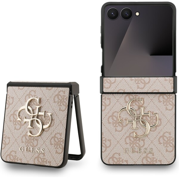 Guess PU 4G Metal Logo kryt Samsung Galaxy Z Flip 7 růžový