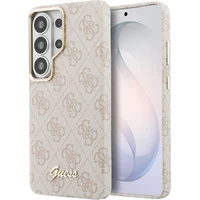 Guess PU 4G Script Metal Logo Magnetic kryt Samsung Galaxy S26 Ultra růžový - Pouzdra