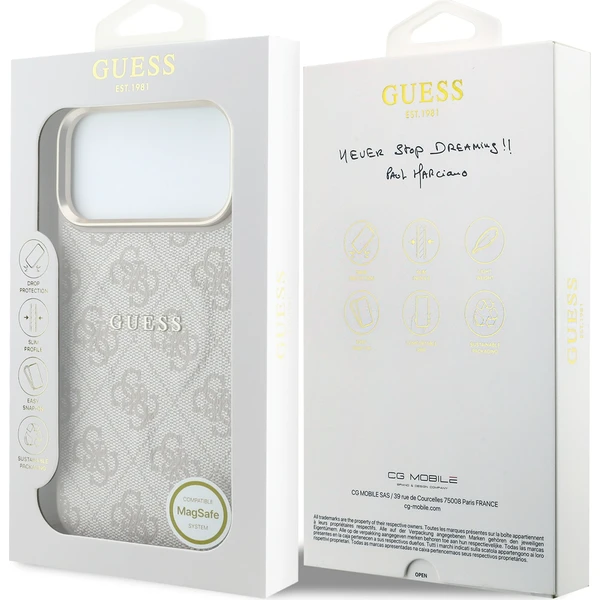Guess PU Leather 4G Gold Frame Embossed MagSafe kryt iPhone 18 Pro růžový - Pouzdra - Obrázek cea52be3f0a745058175a8de1a55f8e3