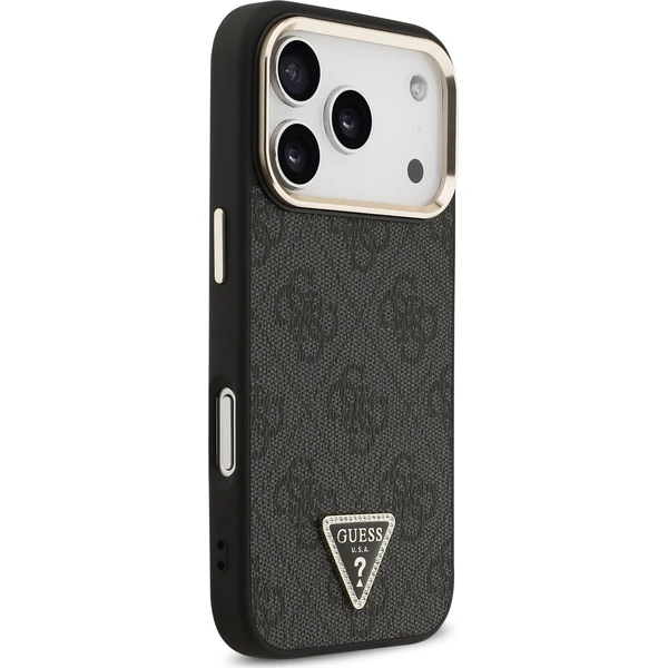 Guess PU Leather 4G Strass Triangle Logo Gold Frame MagSafe kryt iPhone 18 Pro černý - Pouzdra - Obrázek cebad31eed59467a9f1f8d78c03a0017
