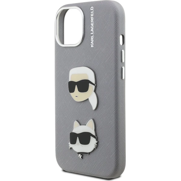 Karl Lagerfeld Grained PU K&CH Heads kryt iPhone 15 šedý - Pouzdra - Obrázek cec10c2a722d4bfabf8d79153a5cce05