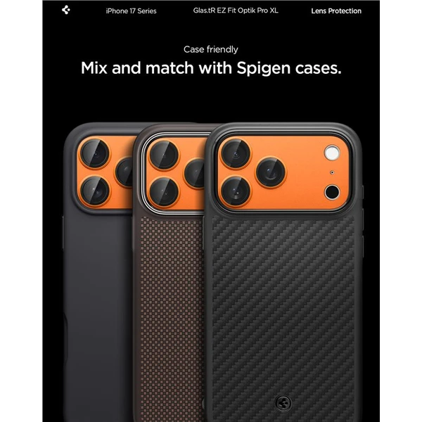 Spigen Glass tR EZ Fit Optik Pro XL sklo na fotoaparát iPhone 17 Pro Max oranžové - Ochranné folie a skla - Obrázek cf0e6b98f6b048179f049cca6573c276