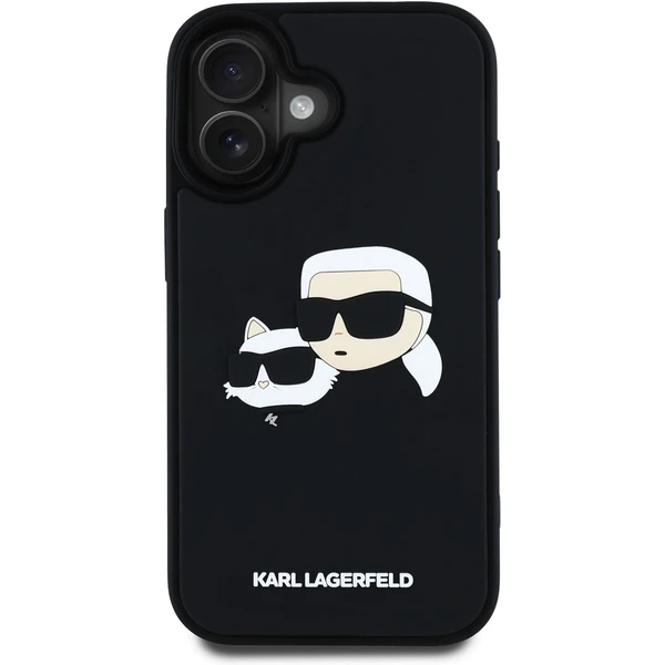 Karl Lagerfeld 3D Rubber Double Heads kryt iPhone 16 černý - Pouzdra - Obrázek cf75e263b01341949f57214dfc8b20d9
