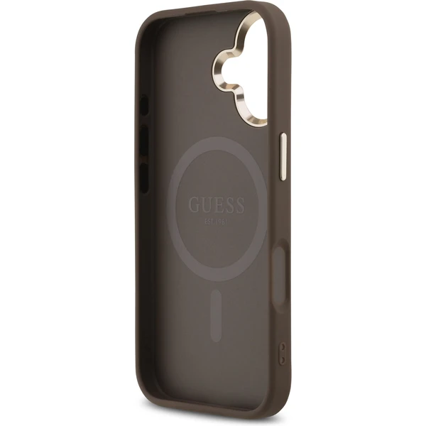 Guess PU Leather 4G Triangle Logo Gold Frame MagSafe kryt iPhone 17 hnědý - Pouzdra - Obrázek cf76cd83eac348e9b5f4bfbfb4b9e8d0