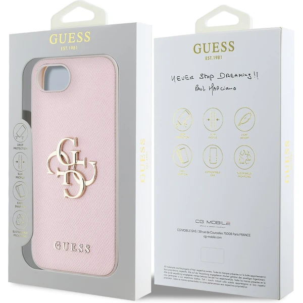 Guess PU Grained 4G Metal Logo kryt iPhone 17e/16e růžový - Pouzdra - Obrázek cf8c5f68224843c5b4c1c1db012e3aee
