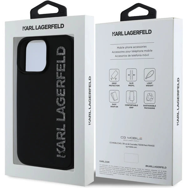 Karl Lagerfeld 3D Rubber Glitter Logo kryt iPhone 16 Pro Max černý - Pouzdra - Obrázek cf9e5087bda641748331e850fd1e8d96