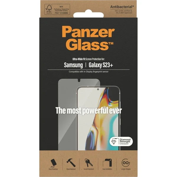 PanzerGlass™ Ultra-Wide Fit Samsung Galaxy S23+/S22+ (celolepené s funkčním otiskem prstů) - Ochranné folie a skla - Obrázek cfb088ed85fe4bc6afbdd466663c9387